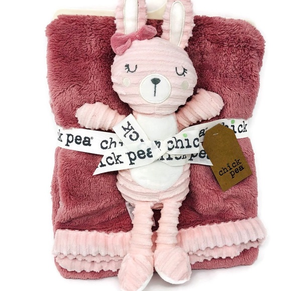 Nwt Baby Pink 2 Piece Blanket Bunny Toy 